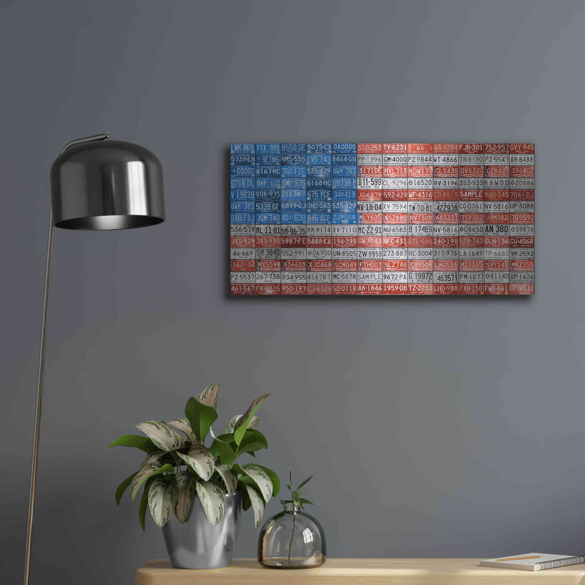 Luxe Metal Art 'Michigan Flag' by Design Turnpike, Metal Wall Art,24x12