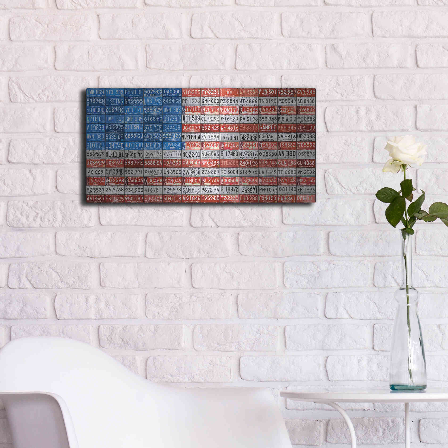 Luxe Metal Art 'Michigan Flag' by Design Turnpike, Metal Wall Art,24x12