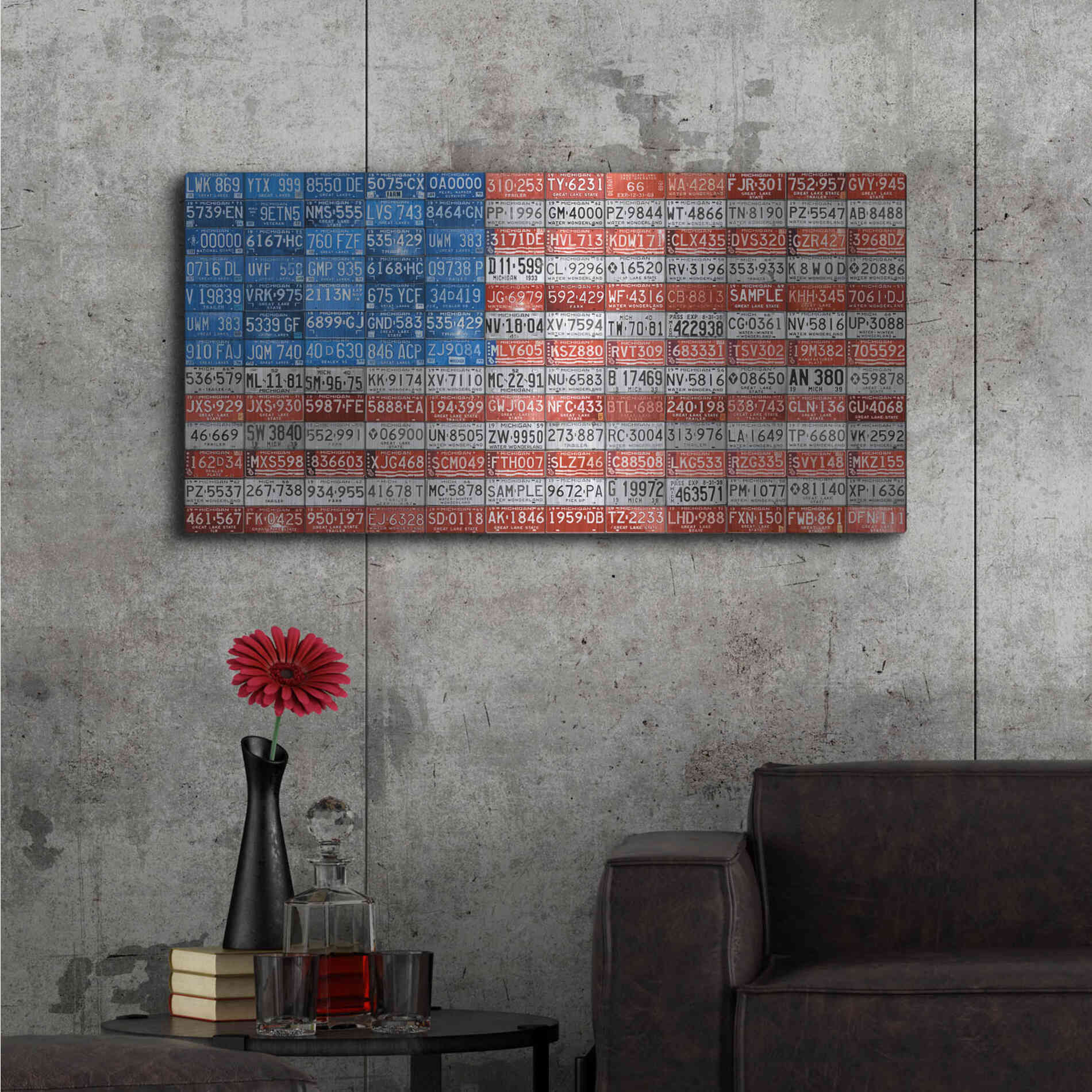 Luxe Metal Art 'Michigan Flag' by Design Turnpike, Metal Wall Art,48x24