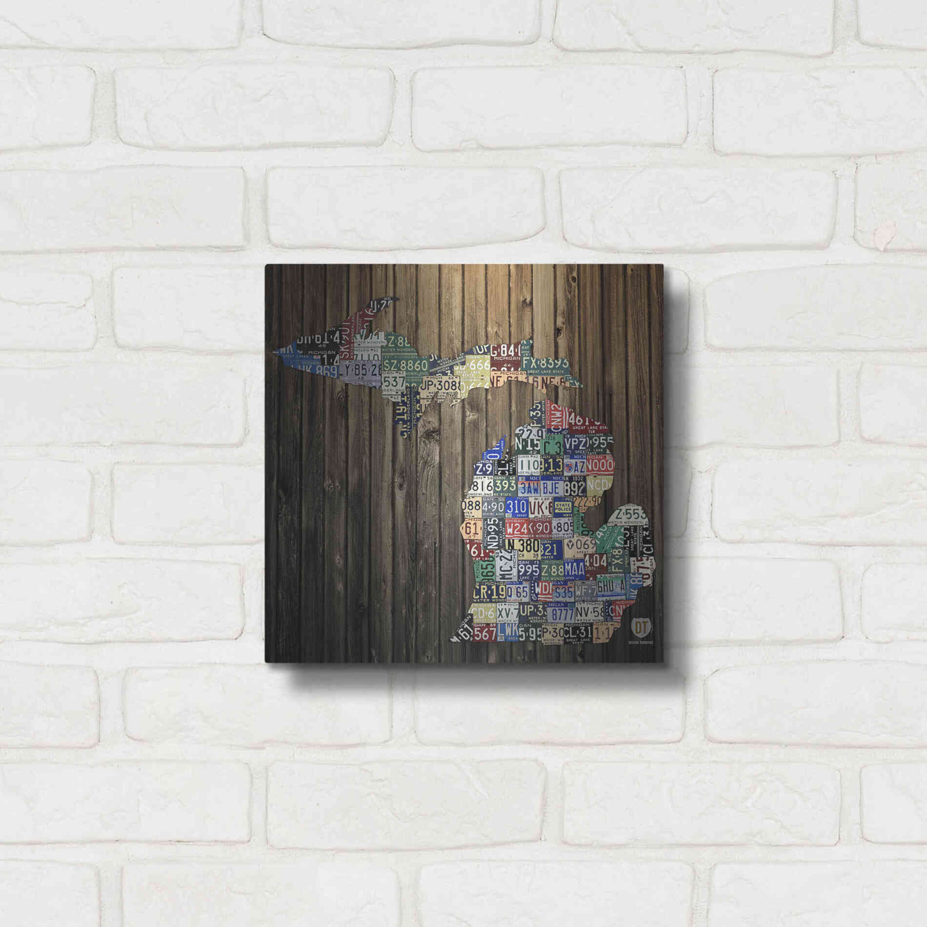 Luxe Metal Art 'Michigan Counties License Plate' by Design Turnpike, Metal Wall Art,12x12