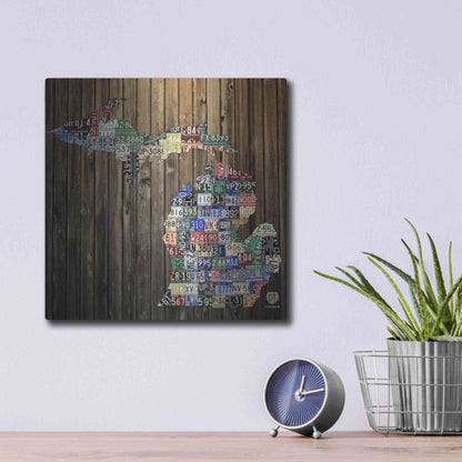 Luxe Metal Art 'Michigan Counties License Plate' by Design Turnpike, Metal Wall Art,12x12