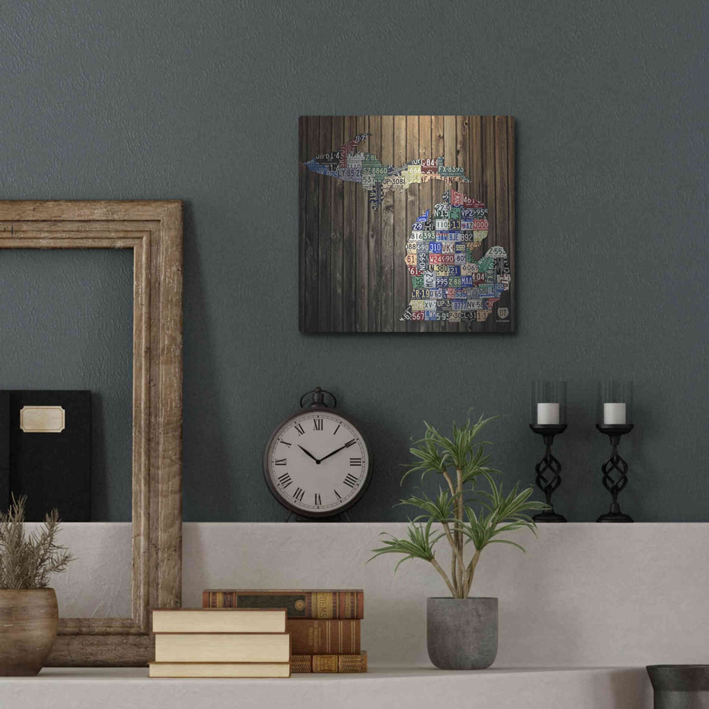 Luxe Metal Art 'Michigan Counties License Plate' by Design Turnpike, Metal Wall Art,12x12