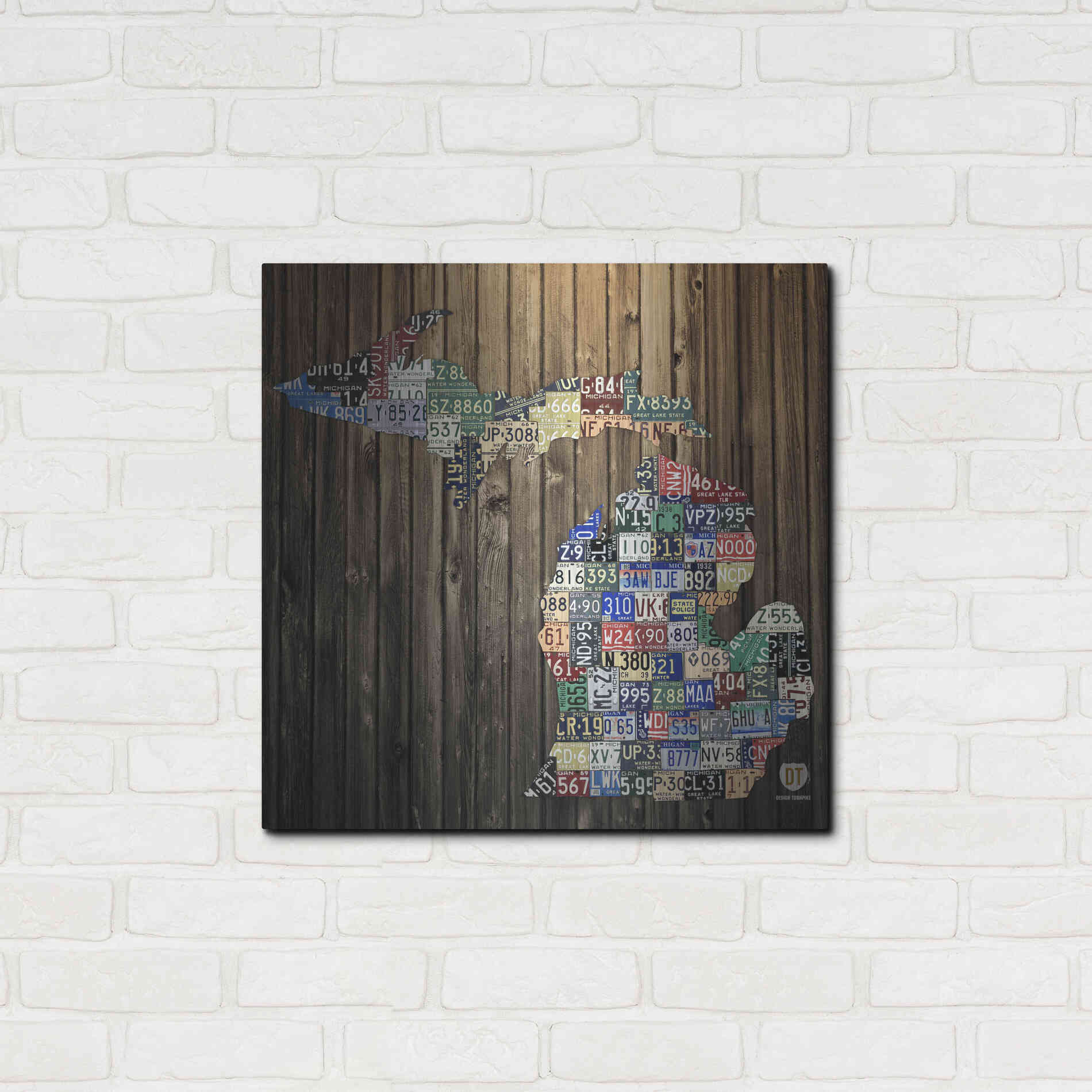 Luxe Metal Art 'Michigan Counties License Plate' by Design Turnpike, Metal Wall Art,24x24