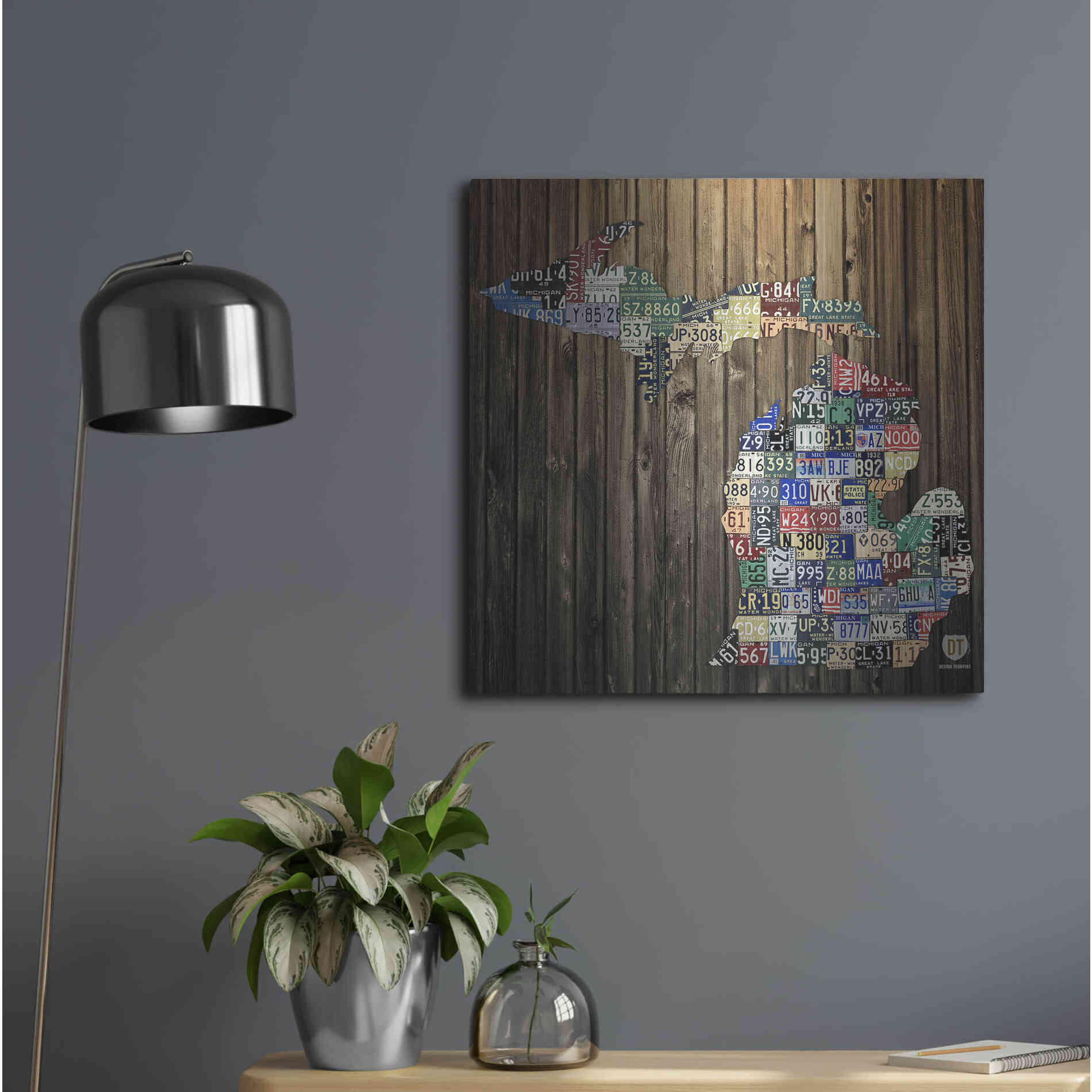 Luxe Metal Art 'Michigan Counties License Plate' by Design Turnpike, Metal Wall Art,24x24
