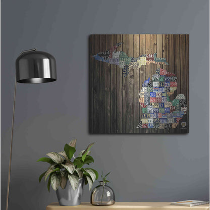 Luxe Metal Art 'Michigan Counties License Plate' by Design Turnpike, Metal Wall Art,24x24