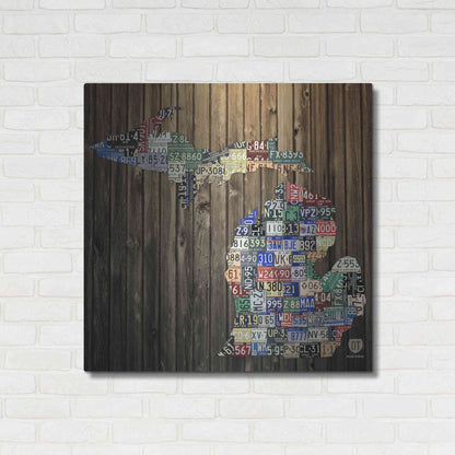 Luxe Metal Art 'Michigan Counties License Plate' by Design Turnpike, Metal Wall Art,36x36