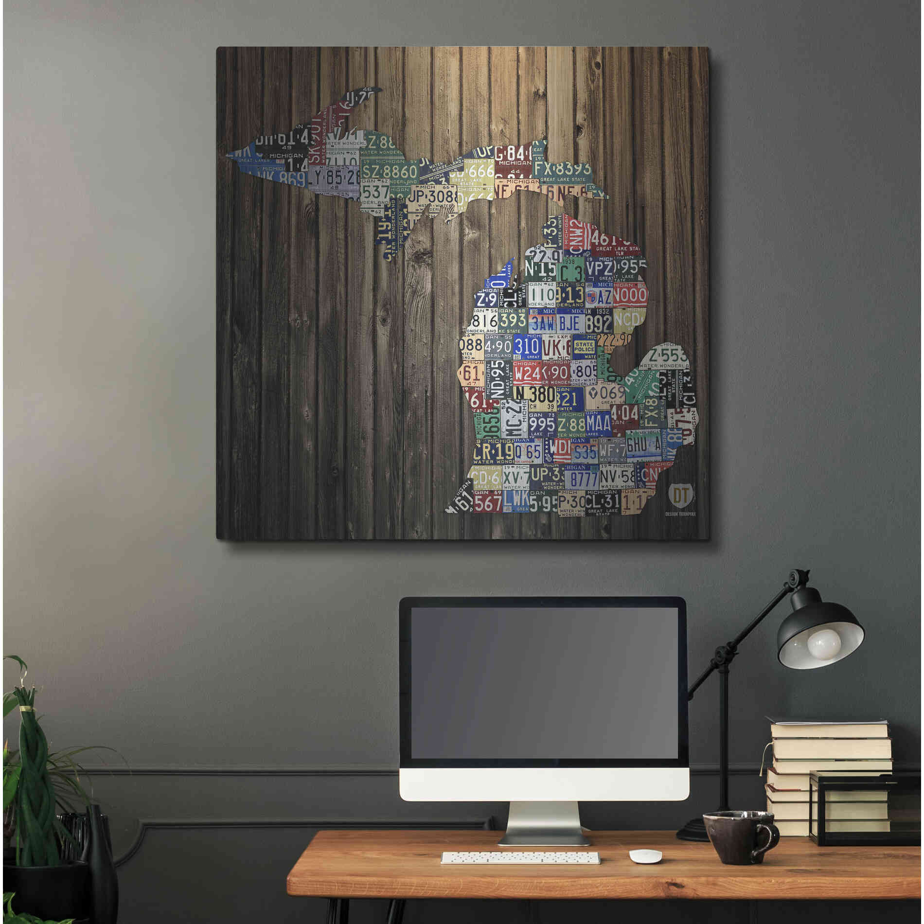 Luxe Metal Art 'Michigan Counties License Plate' by Design Turnpike, Metal Wall Art,36x36