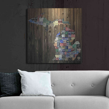 Luxe Metal Art 'Michigan Counties License Plate' by Design Turnpike, Metal Wall Art,36x36