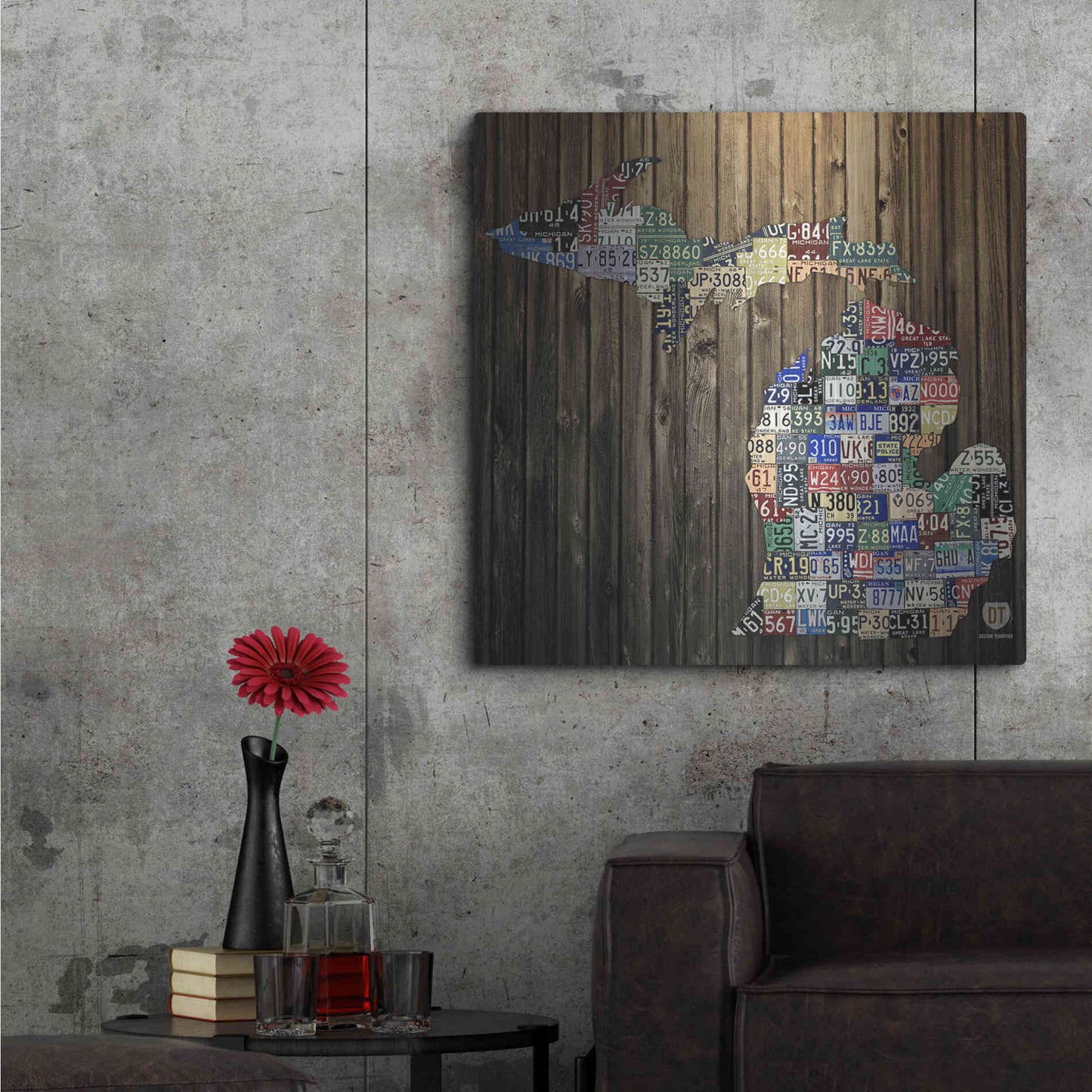 Luxe Metal Art 'Michigan Counties License Plate' by Design Turnpike, Metal Wall Art,36x36