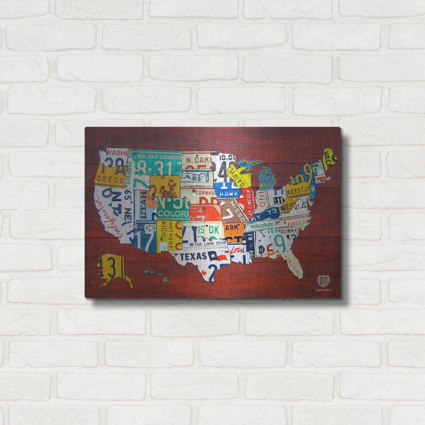 Luxe Metal Art 'License Plate Map USA' by Design Turnpike, Metal Wall Art,24x16