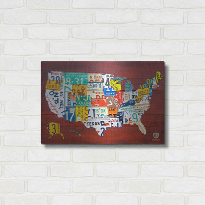 Luxe Metal Art 'License Plate Map USA' by Design Turnpike, Metal Wall Art,24x16