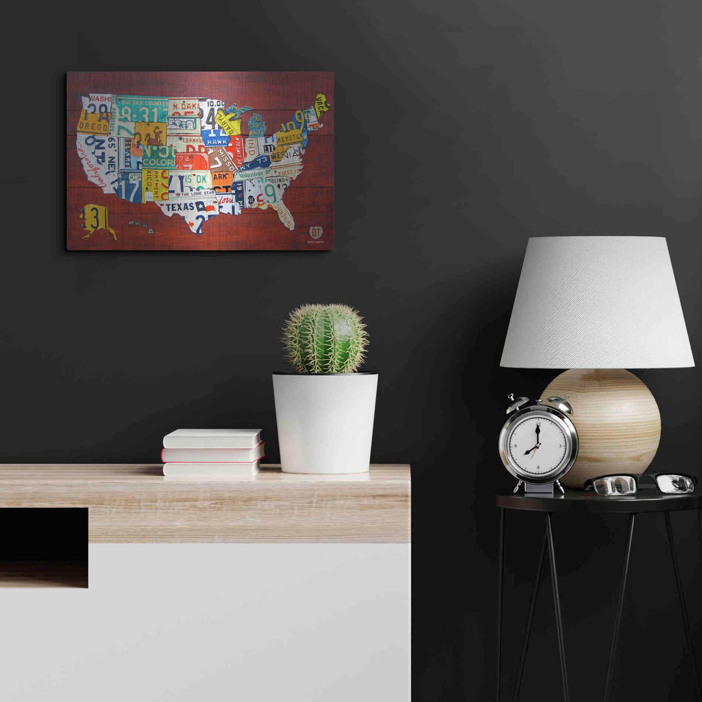 Luxe Metal Art 'License Plate Map USA' by Design Turnpike, Metal Wall Art,24x16