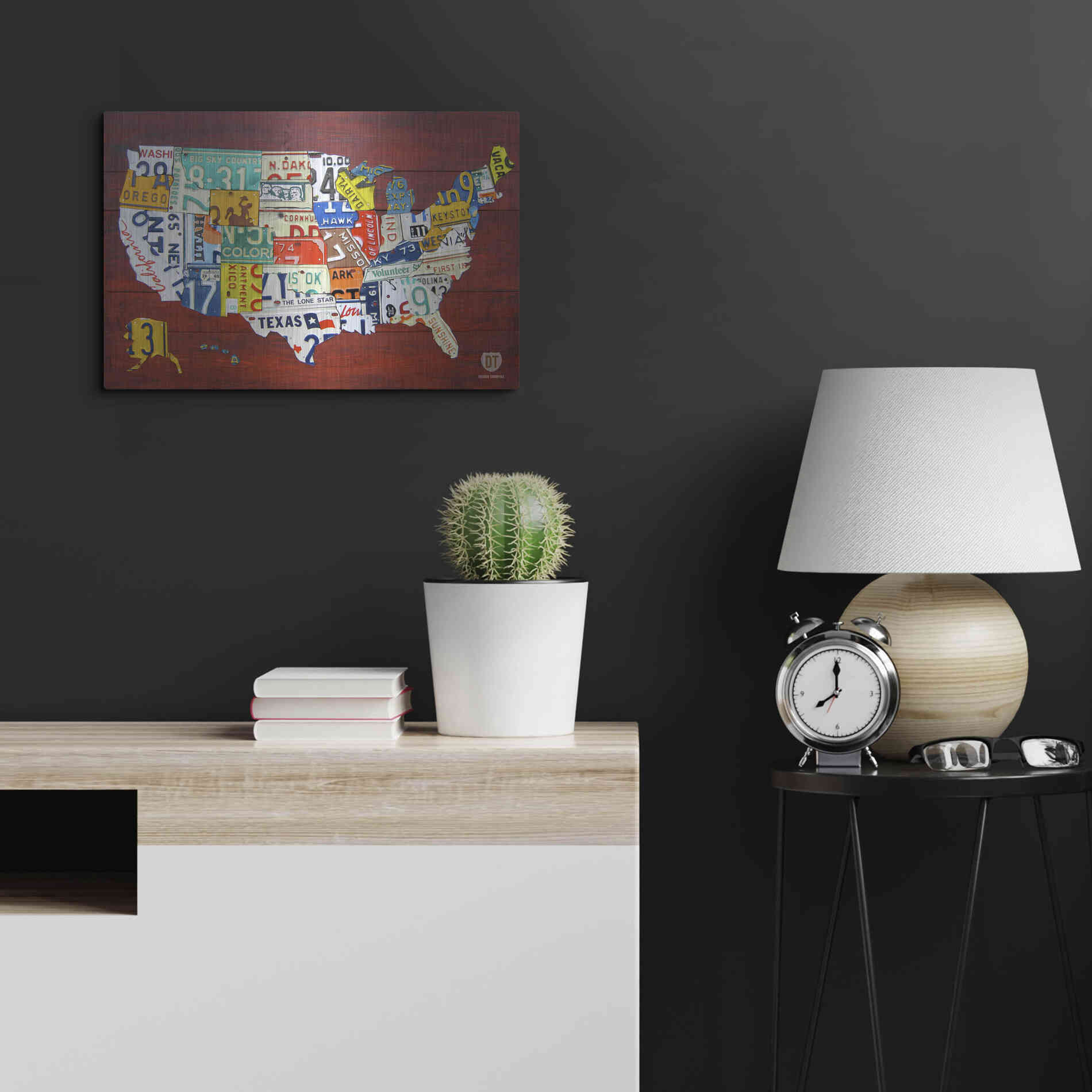 Luxe Metal Art 'License Plate Map USA' by Design Turnpike, Metal Wall Art,24x16