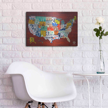 Luxe Metal Art 'License Plate Map USA' by Design Turnpike, Metal Wall Art,24x16