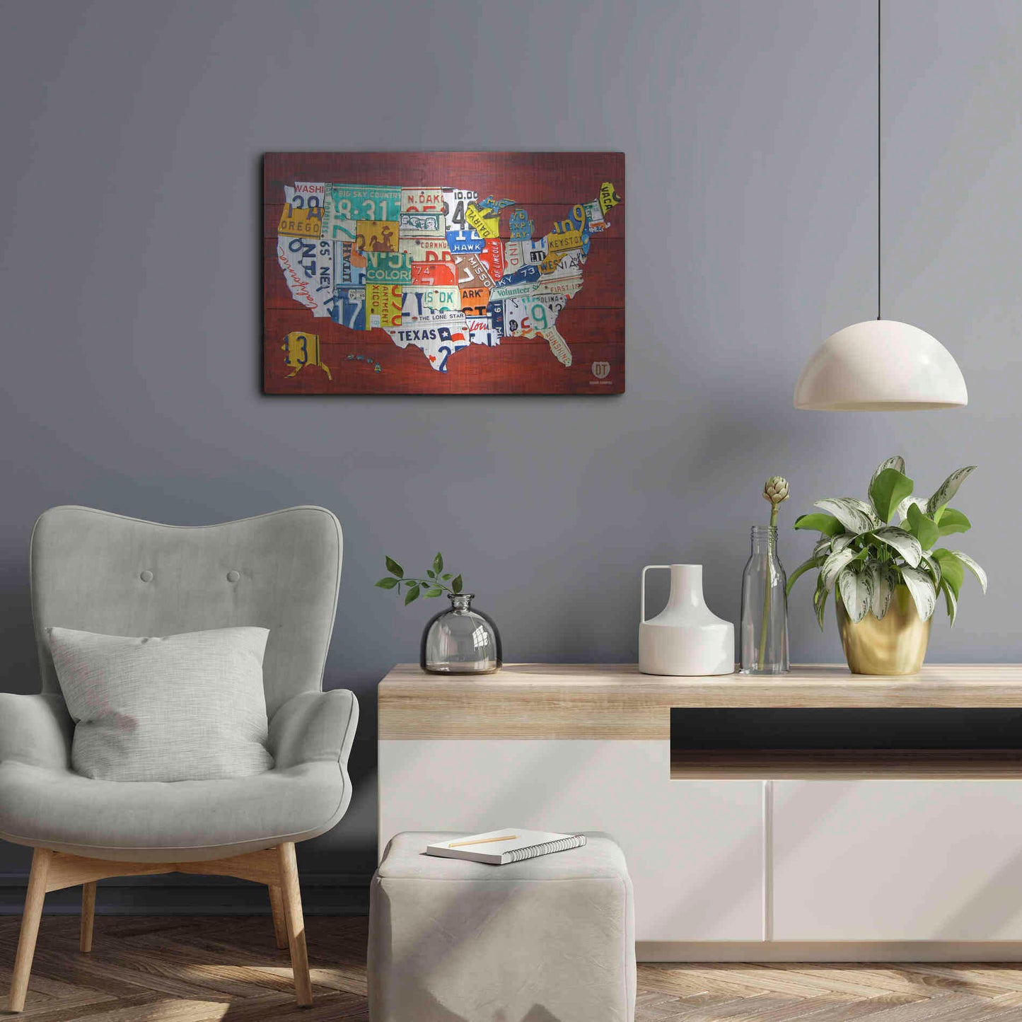 Luxe Metal Art 'License Plate Map USA' by Design Turnpike, Metal Wall Art,24x16