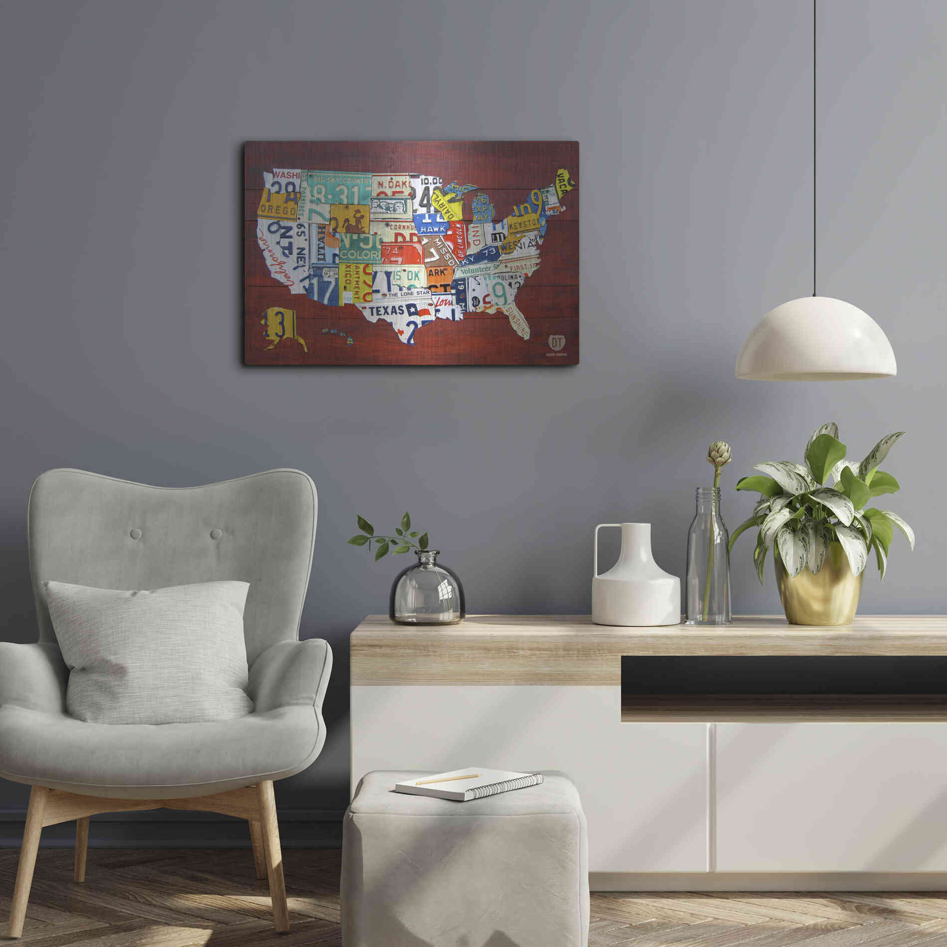 Luxe Metal Art 'License Plate Map USA' by Design Turnpike, Metal Wall Art,24x16