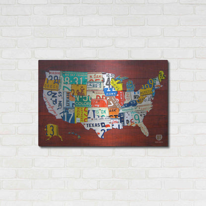 Luxe Metal Art 'License Plate Map USA' by Design Turnpike, Metal Wall Art,36x24