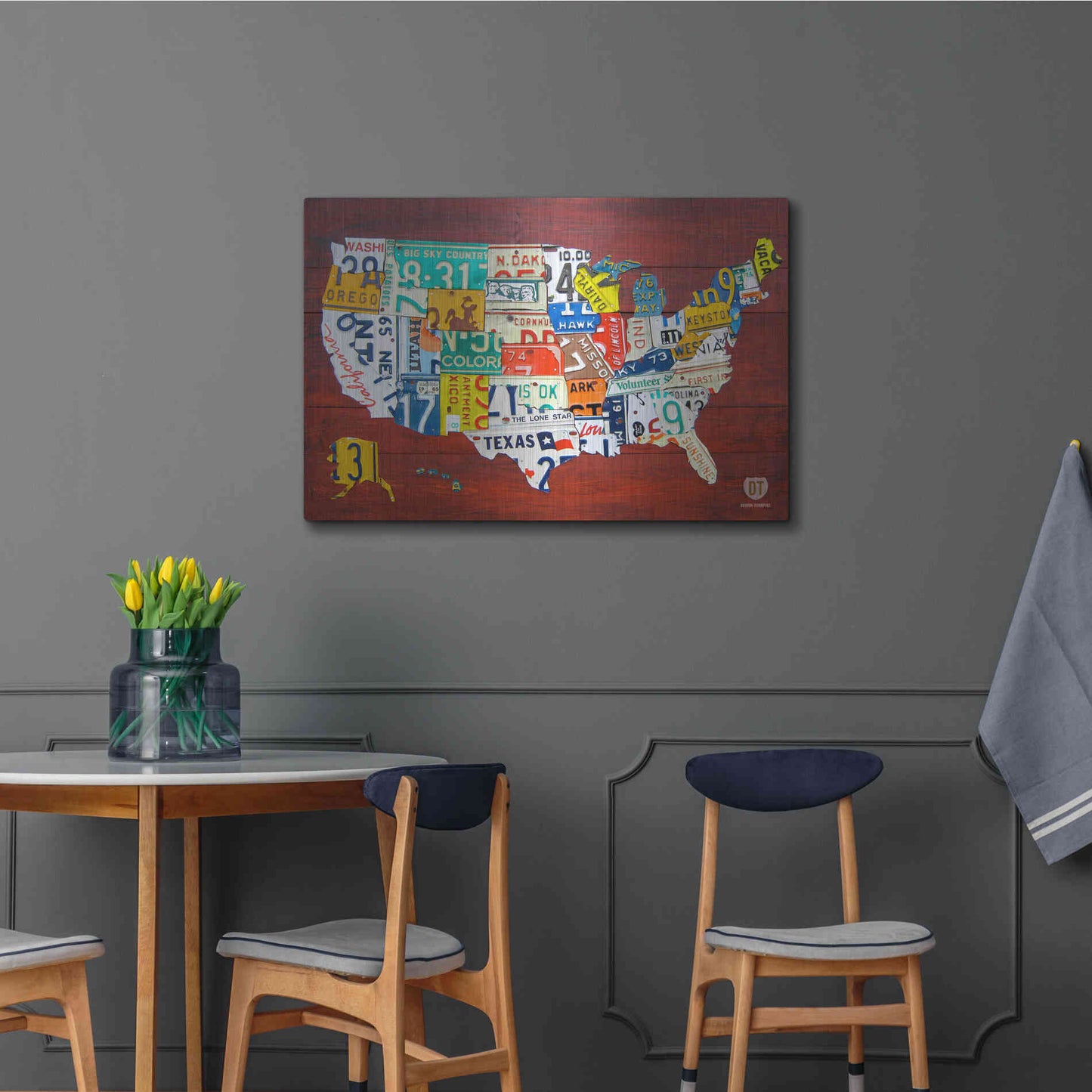 Luxe Metal Art 'License Plate Map USA' by Design Turnpike, Metal Wall Art,36x24