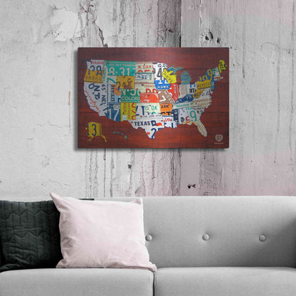 Luxe Metal Art 'License Plate Map USA' by Design Turnpike, Metal Wall Art,36x24