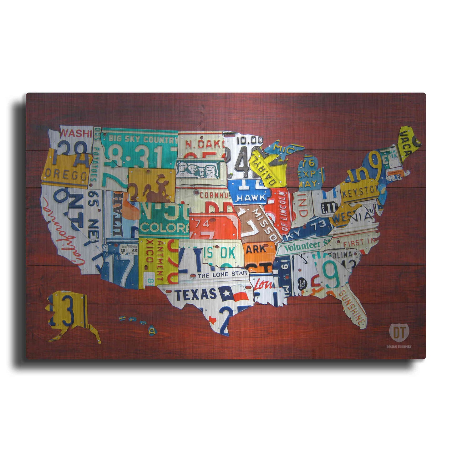 Luxe Metal Art 'License Plate Map USA' by Design Turnpike, Metal Wall Art