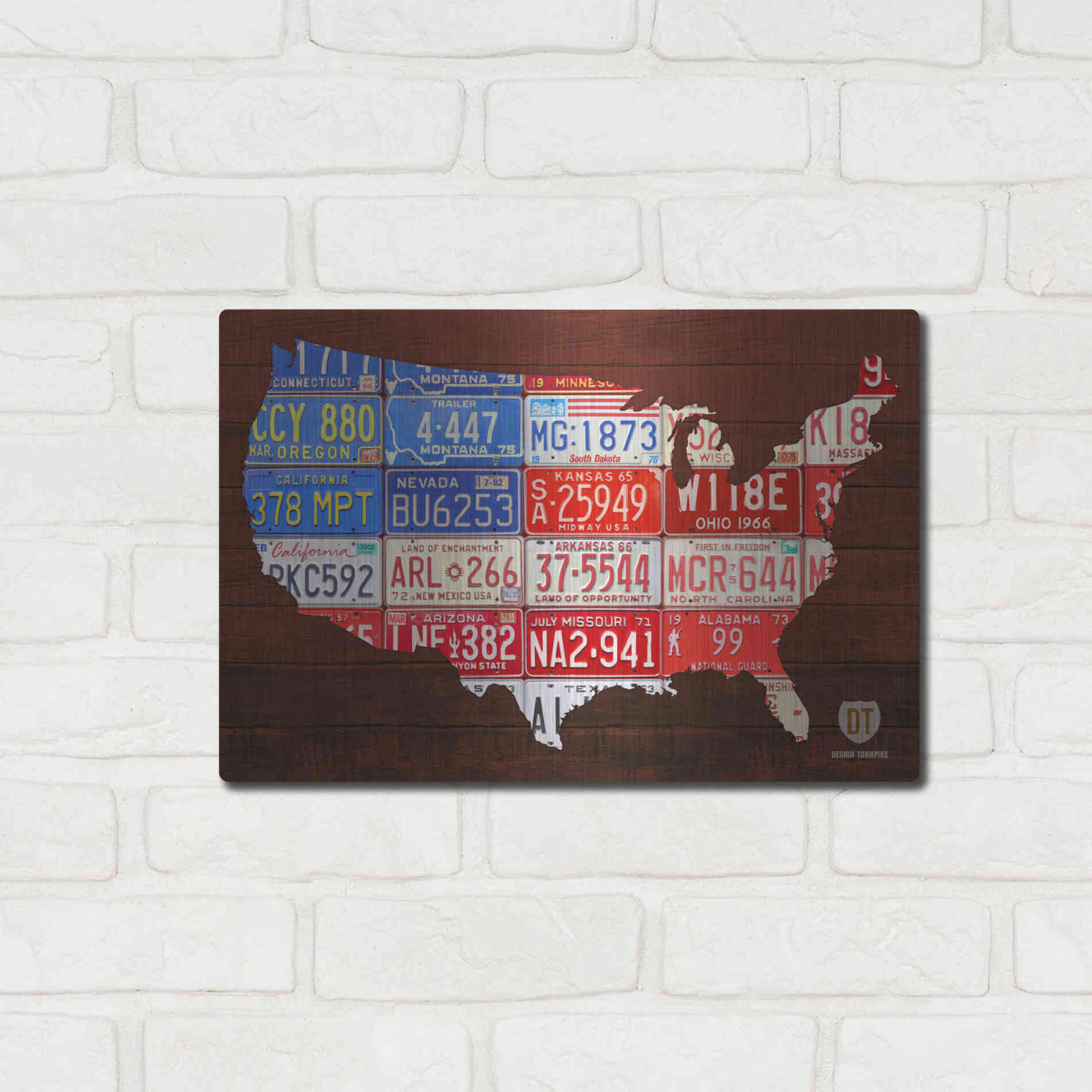 Luxe Metal Art 'USA Flag Map' by Design Turnpike, Metal Wall Art,16x12