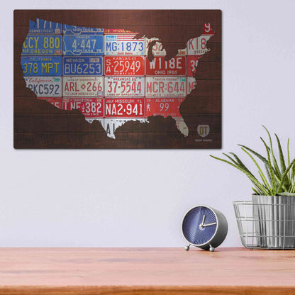 Luxe Metal Art 'USA Flag Map' by Design Turnpike, Metal Wall Art,16x12