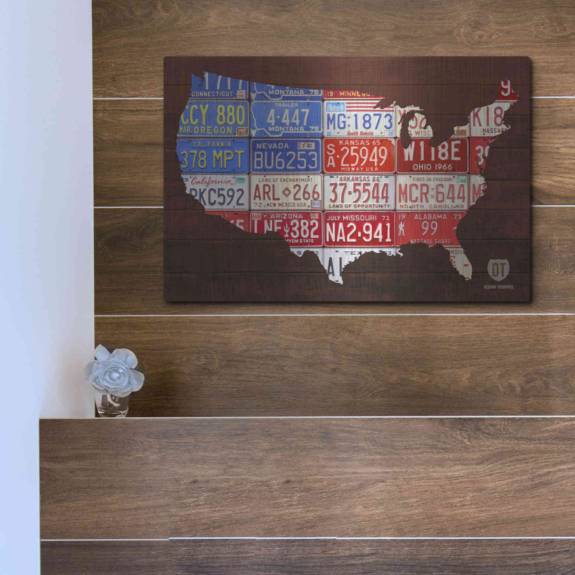 Luxe Metal Art 'USA Flag Map' by Design Turnpike, Metal Wall Art,16x12