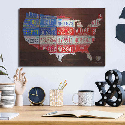 Luxe Metal Art 'USA Flag Map' by Design Turnpike, Metal Wall Art,16x12