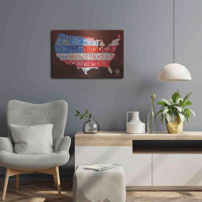 Luxe Metal Art 'USA Flag Map' by Design Turnpike, Metal Wall Art,24x16