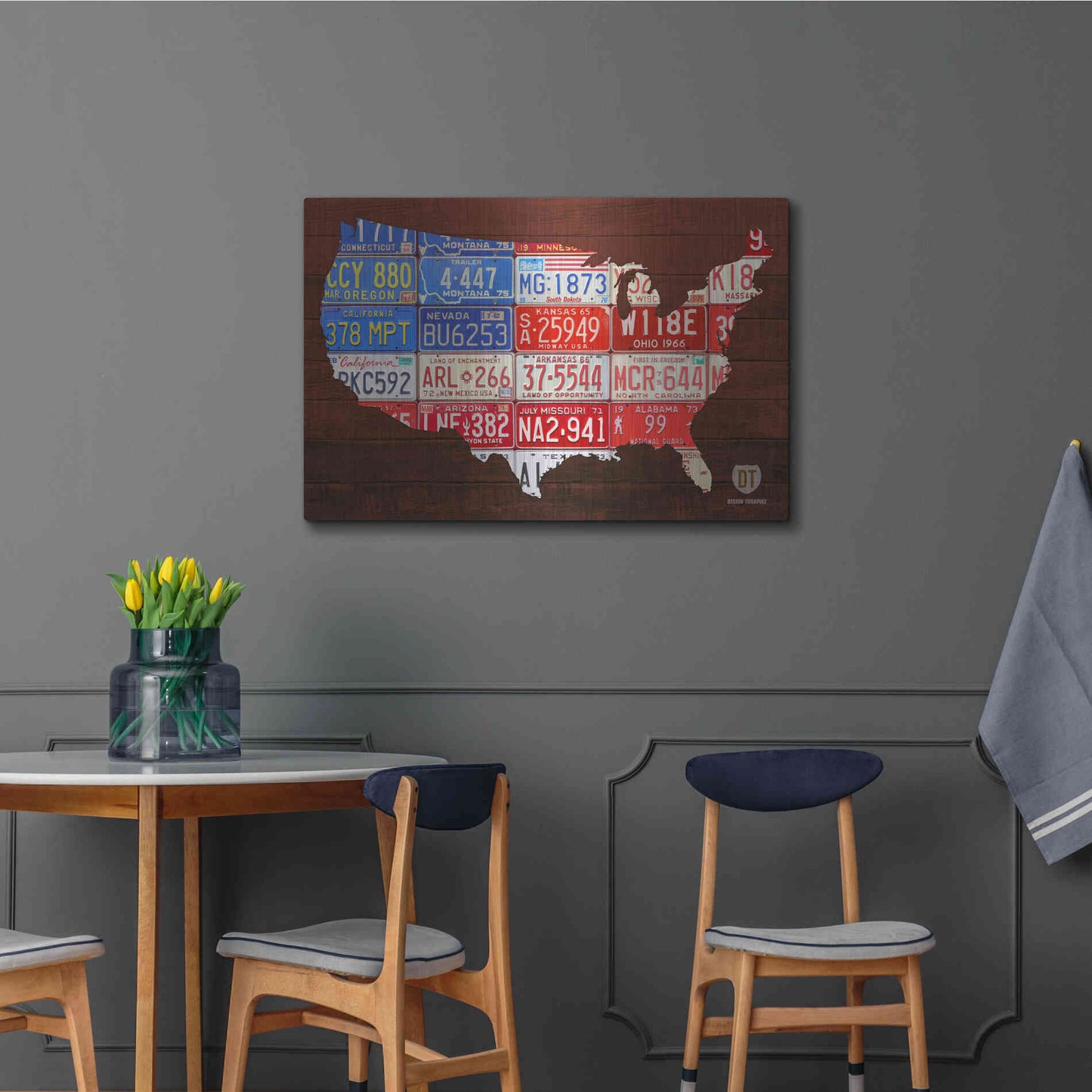 Luxe Metal Art 'USA Flag Map' by Design Turnpike, Metal Wall Art,36x24