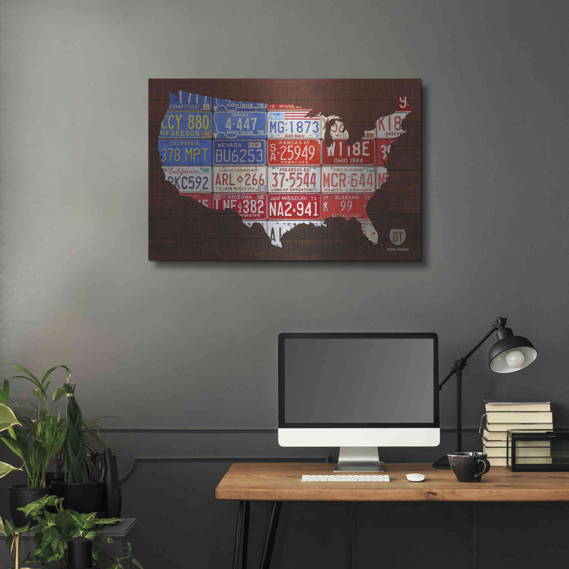 Luxe Metal Art 'USA Flag Map' by Design Turnpike, Metal Wall Art,36x24