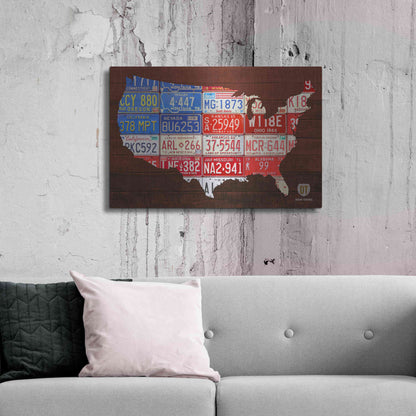 Luxe Metal Art 'USA Flag Map' by Design Turnpike, Metal Wall Art,36x24