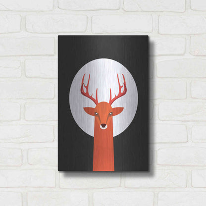 Luxe Metal Art 'Deer & Moon' by Volkan Dalyan, Metal Wall Art,12x16