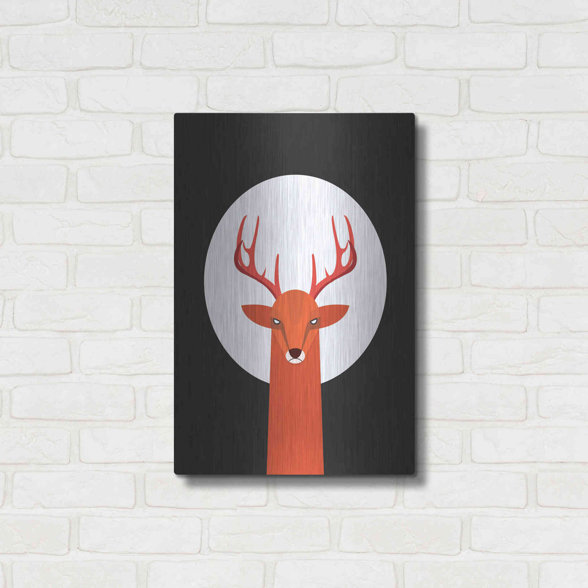 Luxe Metal Art 'Deer & Moon' by Volkan Dalyan, Metal Wall Art,16x24