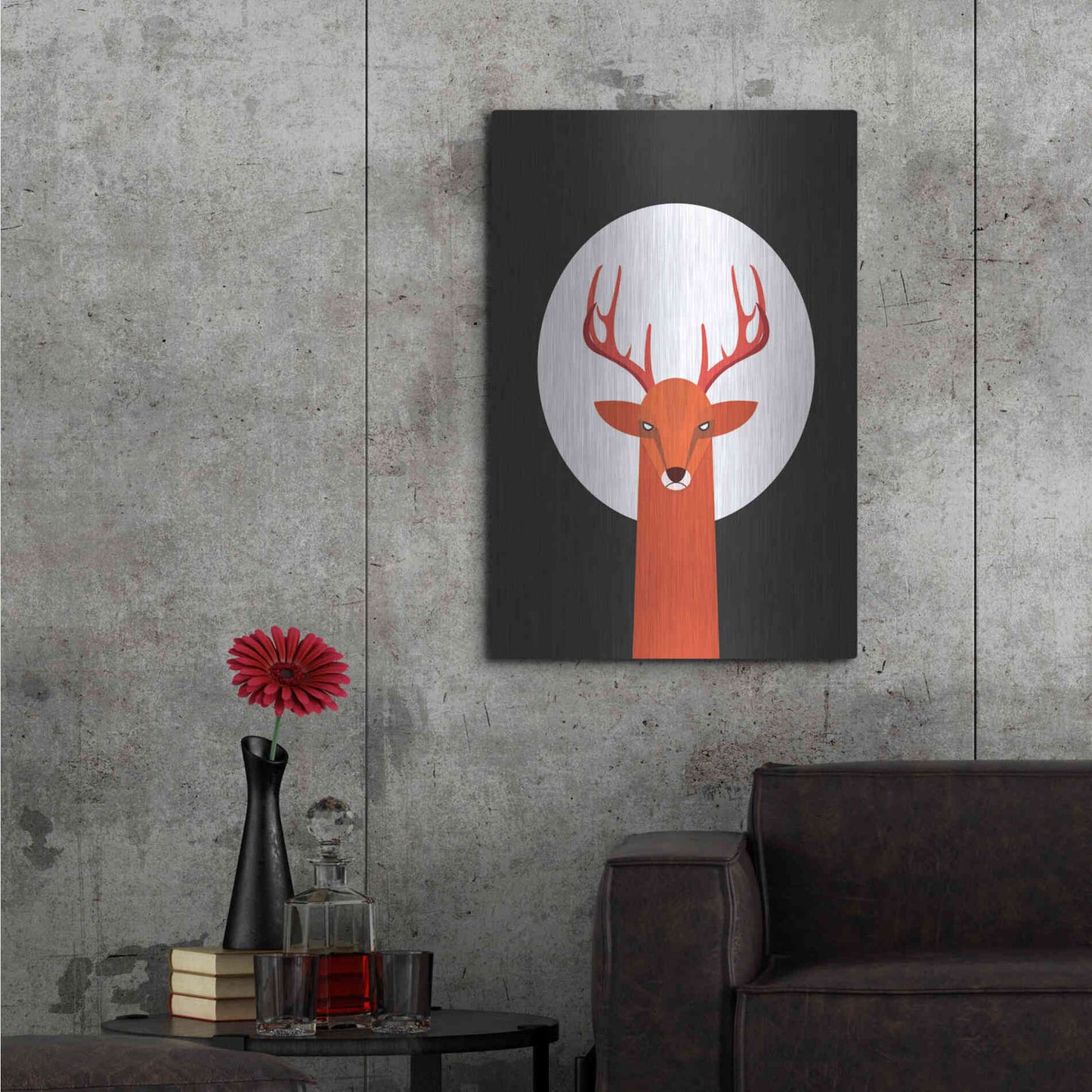 Luxe Metal Art 'Deer & Moon' by Volkan Dalyan, Metal Wall Art,24x36