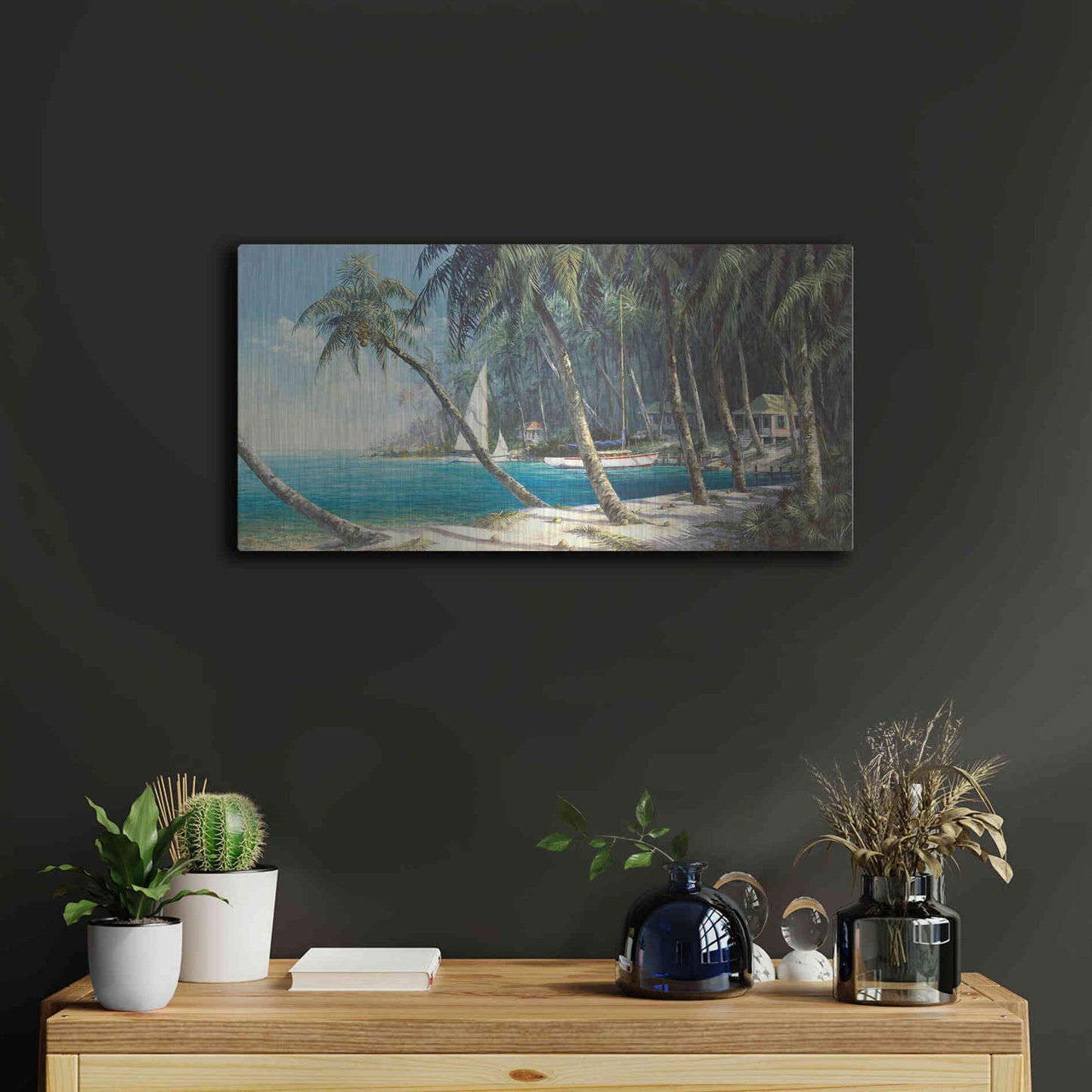 Luxe Metal Art 'Bali Cove' by Art Fronckowiak, Metal Wall Art,24x12