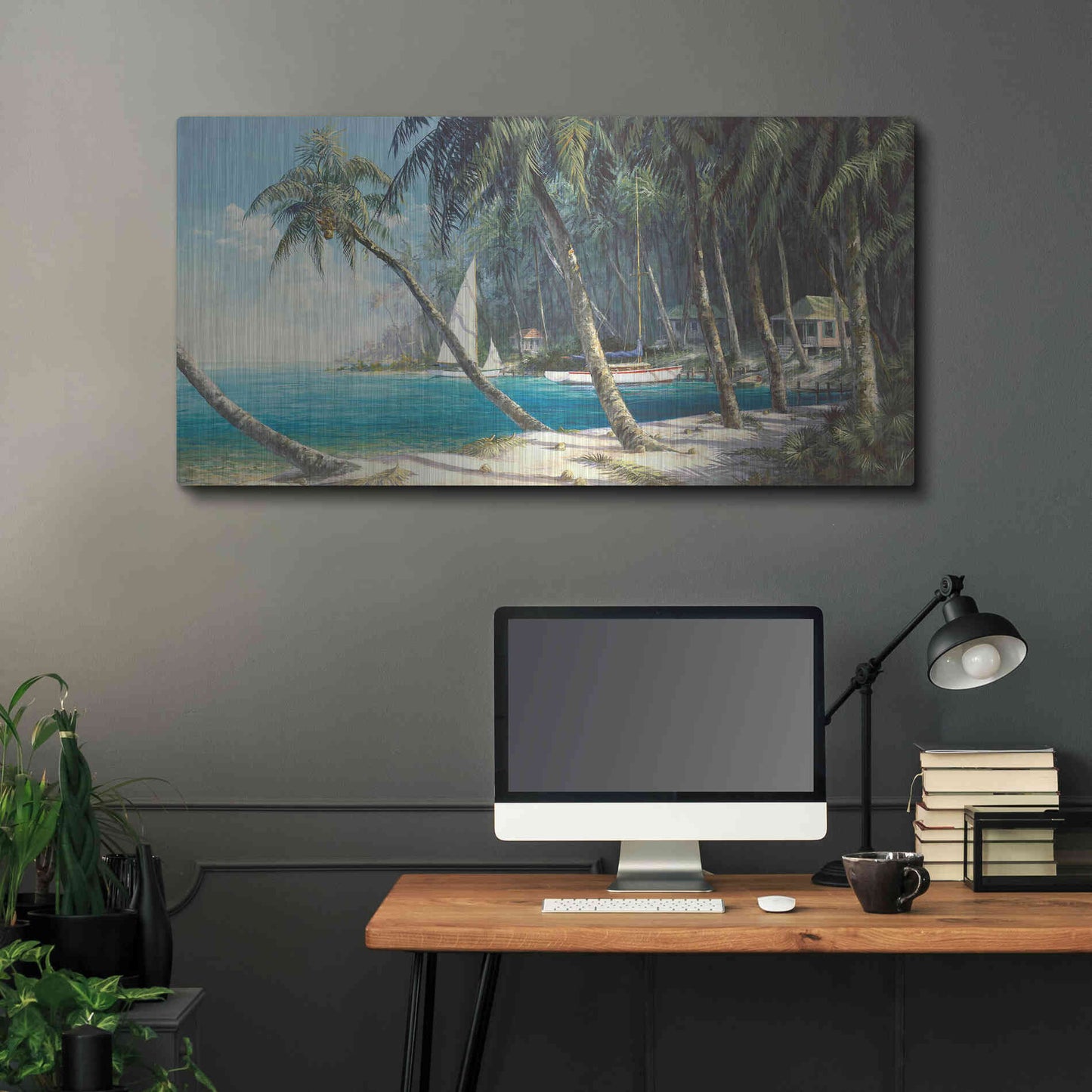 Luxe Metal Art 'Bali Cove' by Art Fronckowiak, Metal Wall Art,48x24