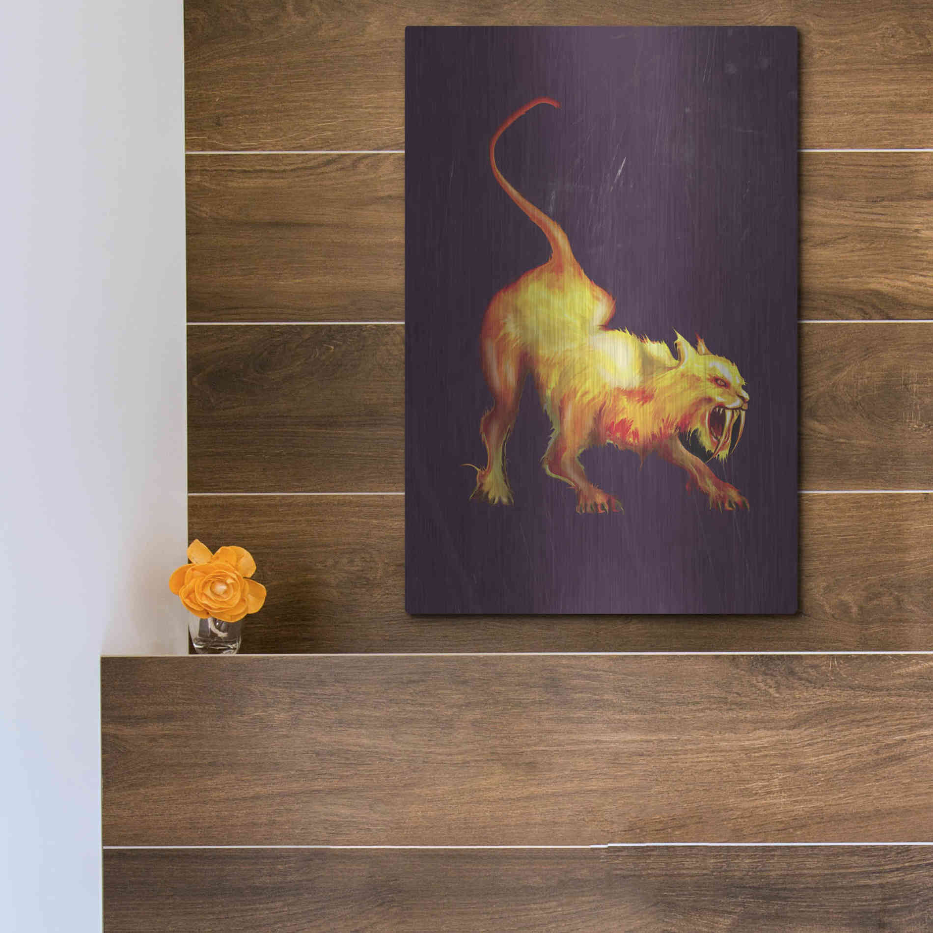 Luxe Metal Art 'Saber Tooth' by Michael StewArt, Metal Wall Art,12x16