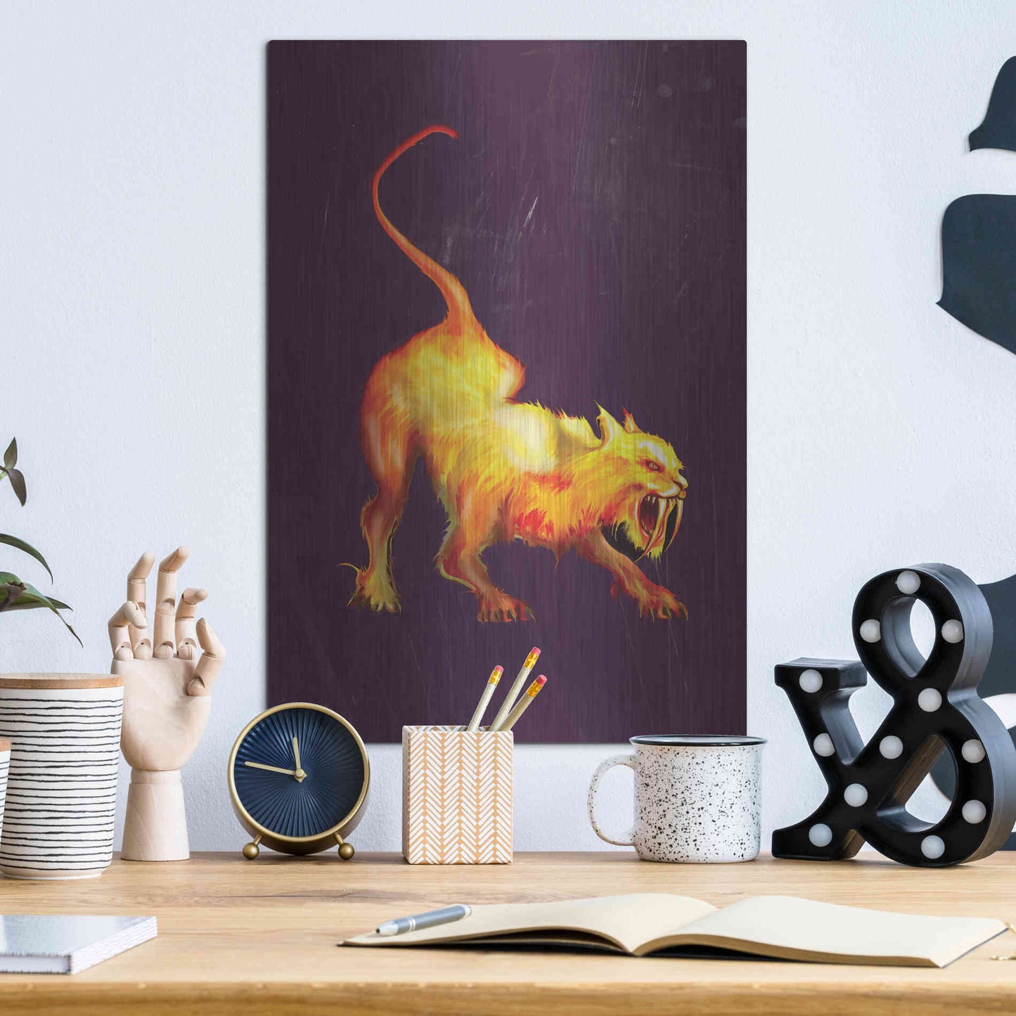 Luxe Metal Art 'Saber Tooth' by Michael StewArt, Metal Wall Art,12x16