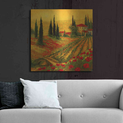 Luxe Metal Art 'Poppies of Toscano I' by Art Fronckowiak, Metal Wall Art,36x36