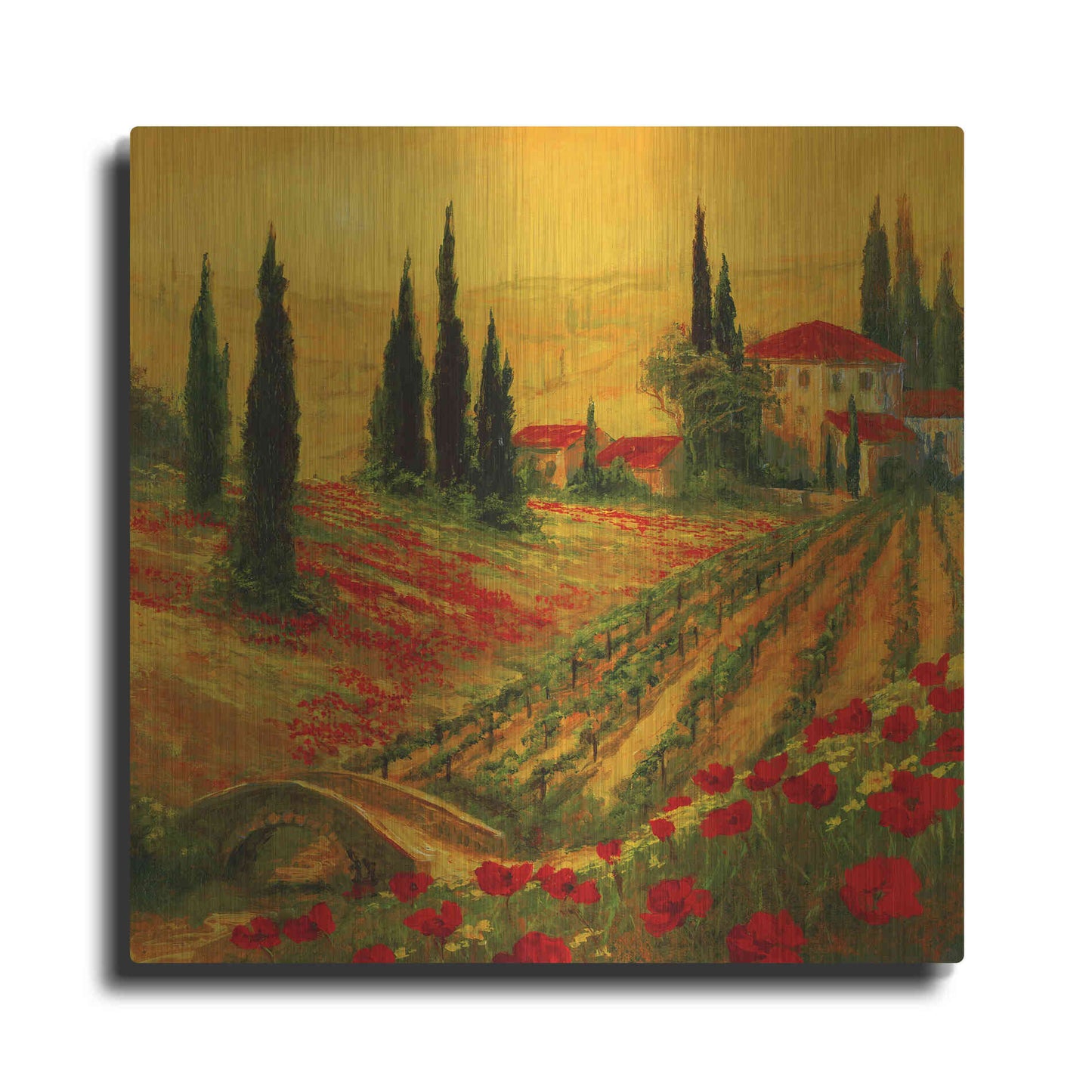 Luxe Metal Art 'Poppies of Toscano I' by Art Fronckowiak, Metal Wall Art