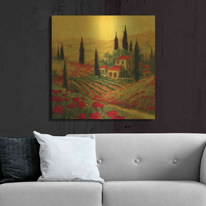 Luxe Metal Art 'Poppies of Toscano II' by Art Fronckowiak, Metal Wall Art,36x36