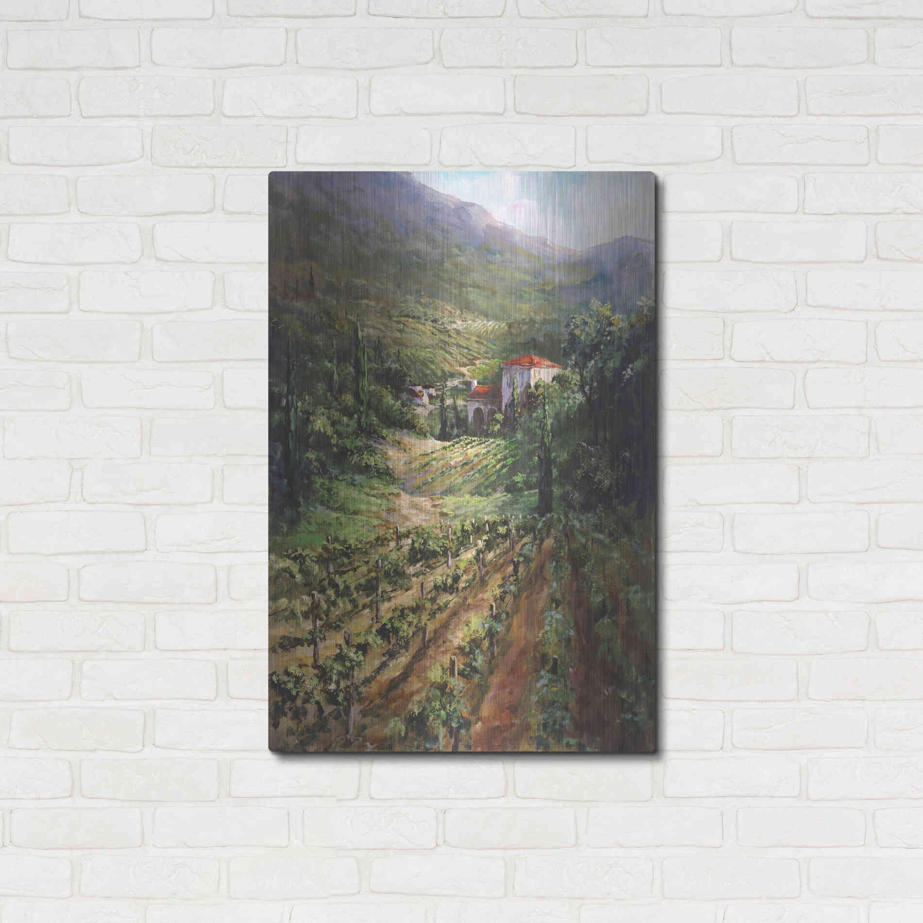 Luxe Metal Art 'Tuscany Vineyard' by Art Fronckowiak, Metal Wall Art,24x36