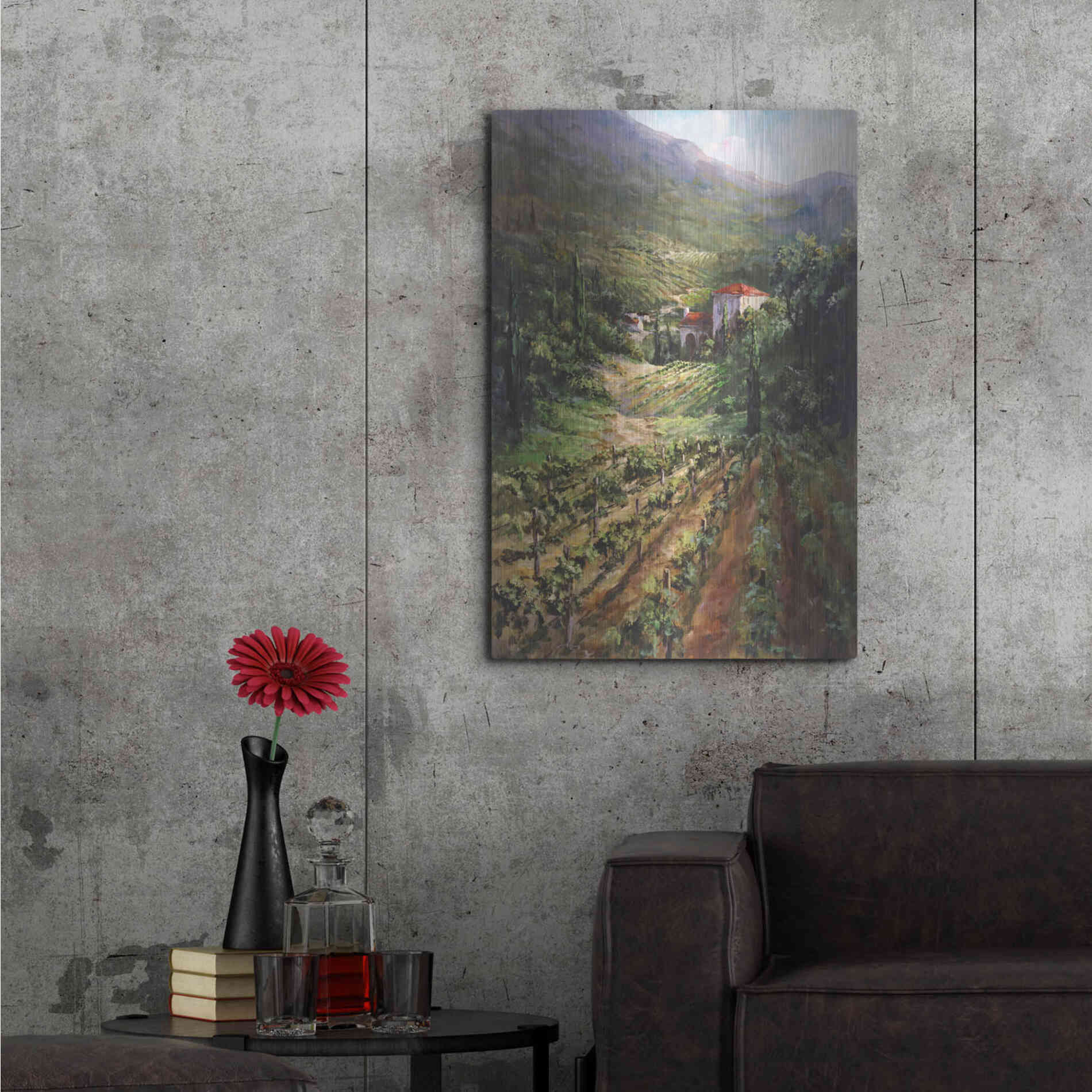 Luxe Metal Art 'Tuscany Vineyard' by Art Fronckowiak, Metal Wall Art,24x36
