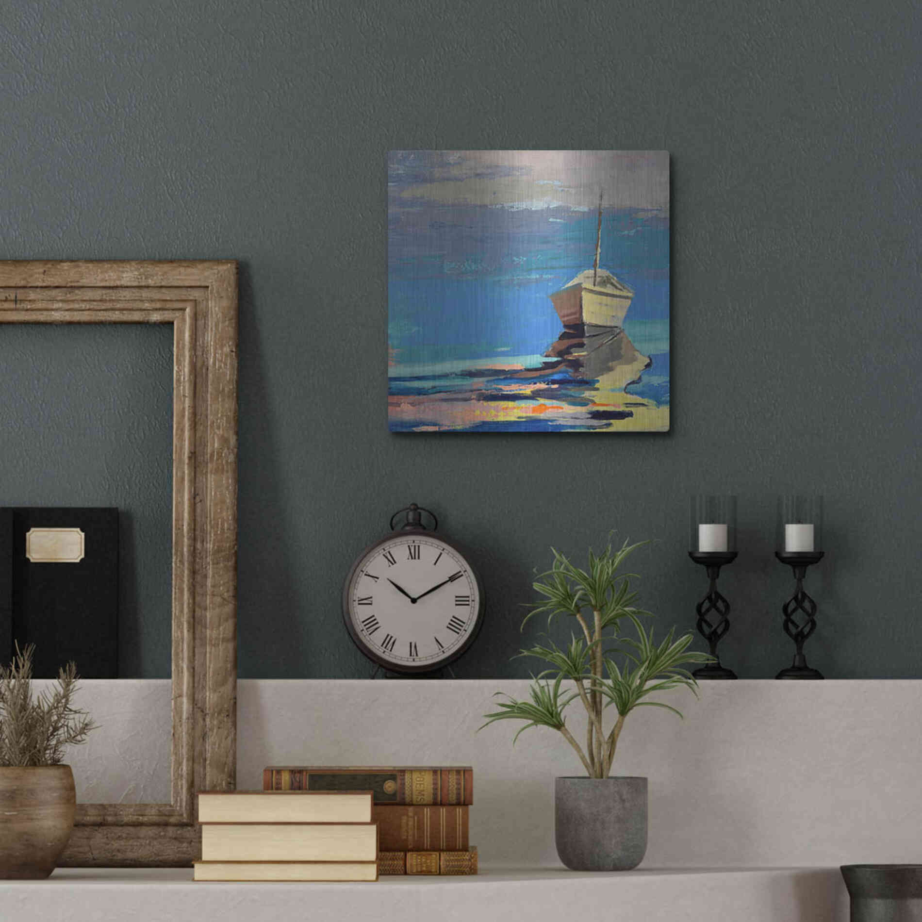 Luxe Metal Art 'Blue Bay' by Beth Forst, Metal Wall Art,12x12