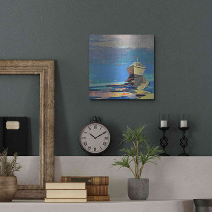 Luxe Metal Art 'Blue Bay' by Beth Forst, Metal Wall Art,12x12