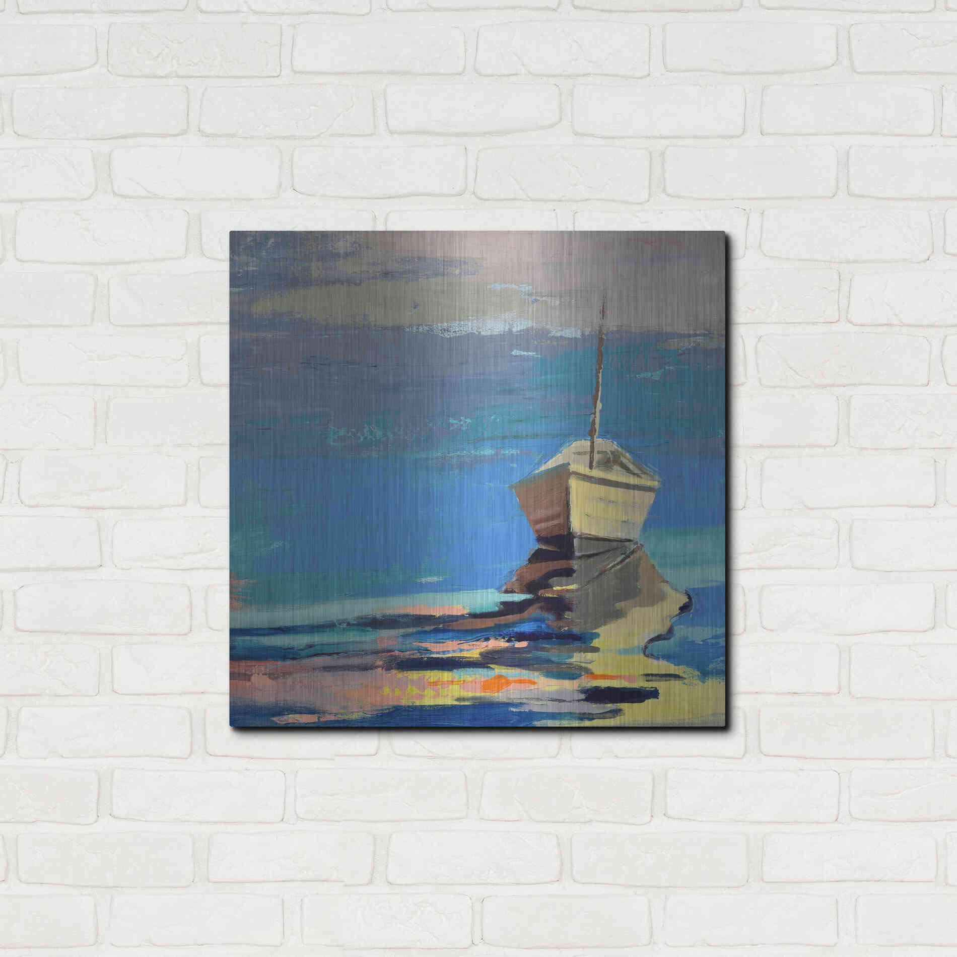 Luxe Metal Art 'Blue Bay' by Beth Forst, Metal Wall Art,24x24