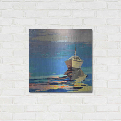 Luxe Metal Art 'Blue Bay' by Beth Forst, Metal Wall Art,24x24