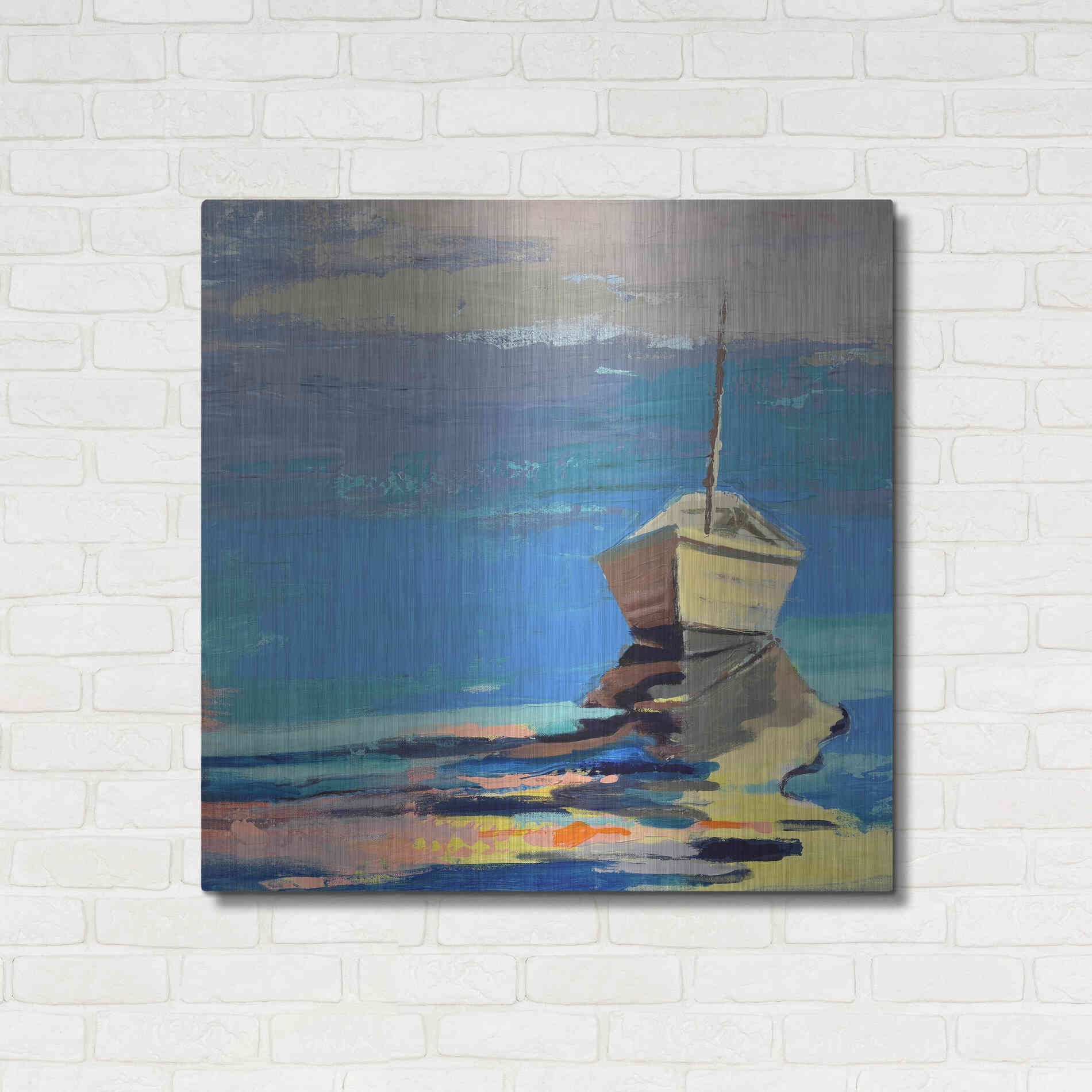 Luxe Metal Art 'Blue Bay' by Beth Forst, Metal Wall Art,36x36