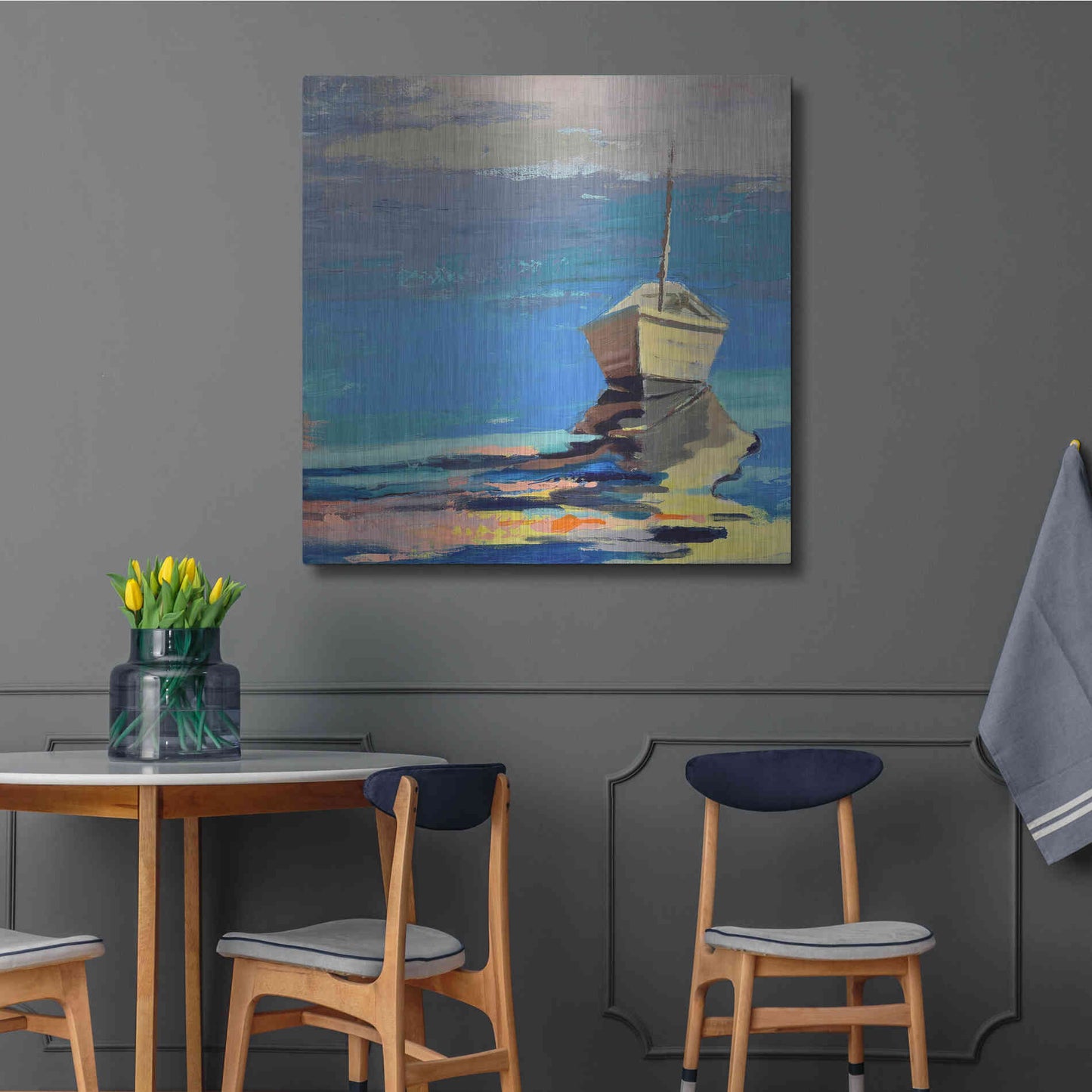 Luxe Metal Art 'Blue Bay' by Beth Forst, Metal Wall Art,36x36